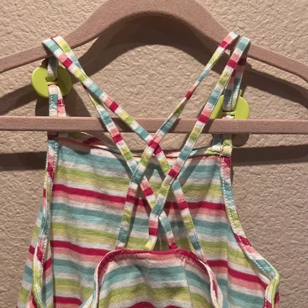 Gymboree Girl’s Candy Apple Striped Strappy Tank Top Apple Buttons Size 6